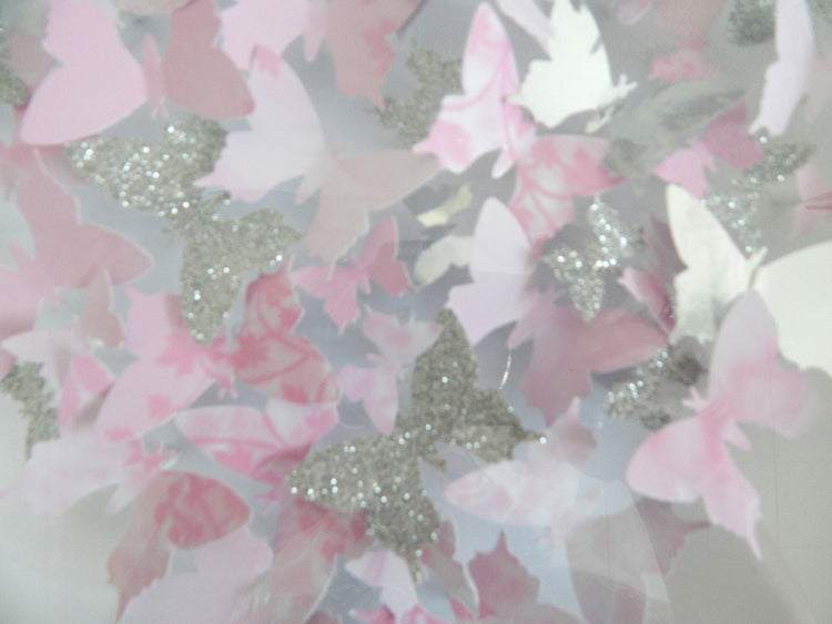 3d butterfly heart picture,silver and pink hand crafted made with lots of tiny butterflies hand crafted