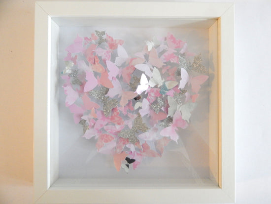 Pink heart 3d butterfly picture by Flutterframes
