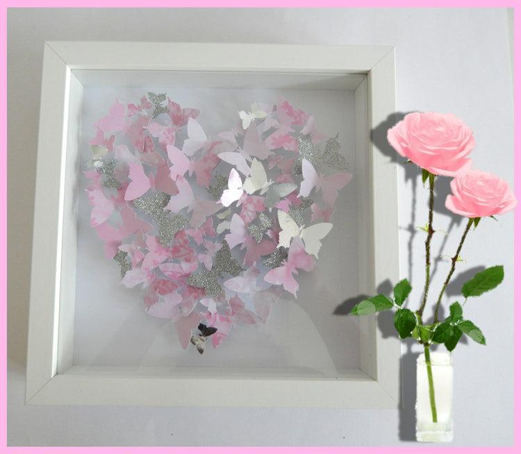 Pink butterfly framed picture