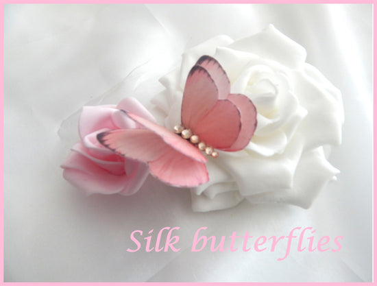 pretty pink pure silk butterfly