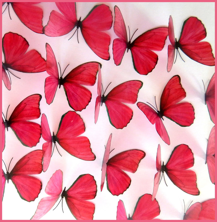 Beautiful 3D pink Butterflies, set of 18, 7cm wide. Embellishments, card making,wall decor,decorative butterflies,wedding decor,conservatory