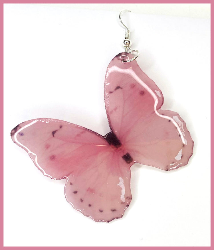 quirky pink butterfly earrings