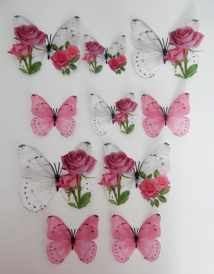 pink floral butterflies hand crafted