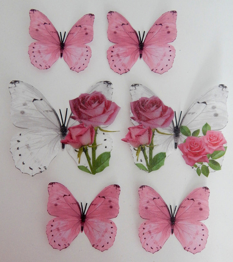 pink floral butterflies hand crafted