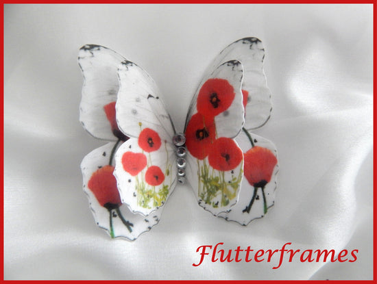 pretty Silk butterflies poppies flowers