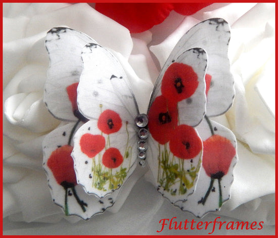 wedding pretty Silk butterflies poppies flowers
