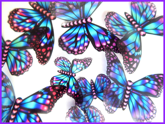 pink blue and purple pretty butterfly