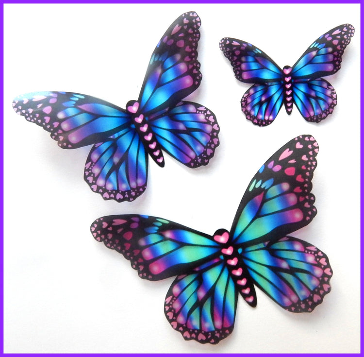 Pretty butterflies. Purple pink and Blue faux butterfly for weddings, jewellery ,party décor, craft, Custom sizes, wholesale available