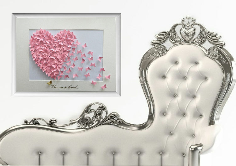 Pink heart 3d butterfly picture by Flutterframes