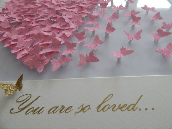 Personalised anniversary Pink heart 3d butterfly picture