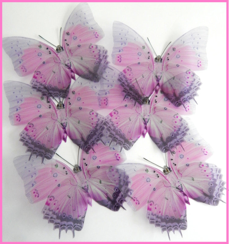 pretty pink and lilac butterfly handcrafted
