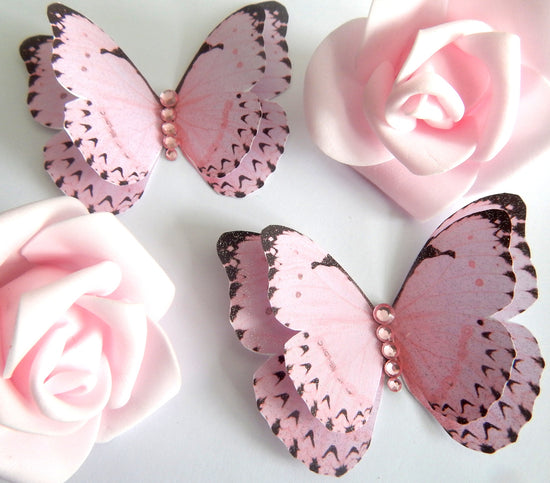 wedding pink beautiful butterflies embellishments
