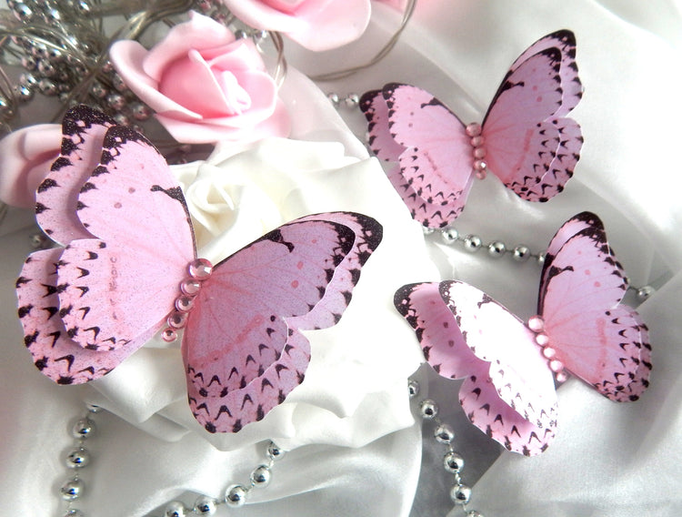 pink beautiful butterflies embellishments