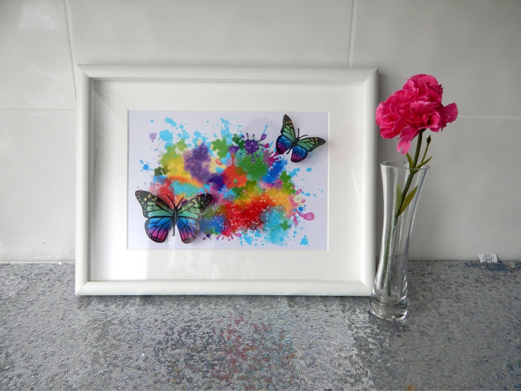 Rainbow 3d butterfly picture by Flutterframes