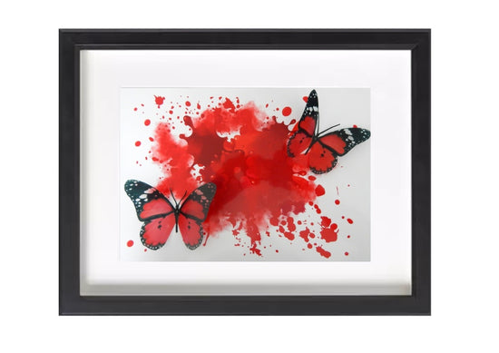 Red butterflies 3d framed picture