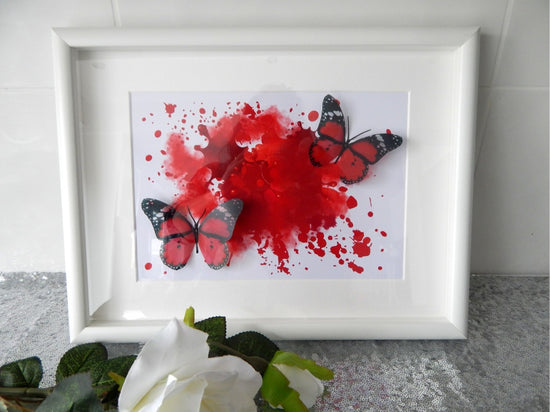 Red butterflies 3d picture