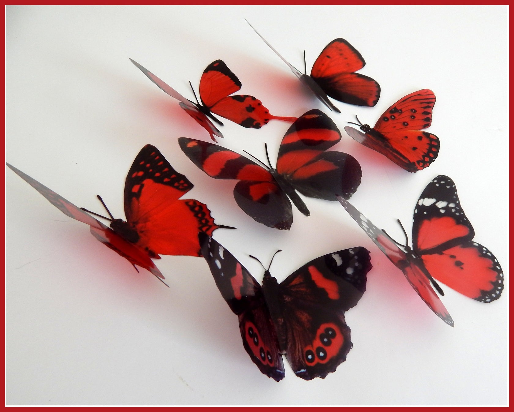 3d butterflies the Red collection, butterfly decor for the wall,conser ...
