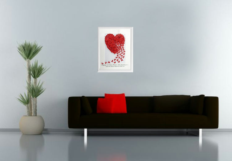 Anniversary red heart 3d framed picture
