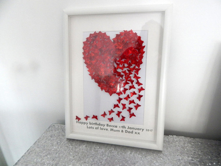 Anniversary red heart 3d framed picture