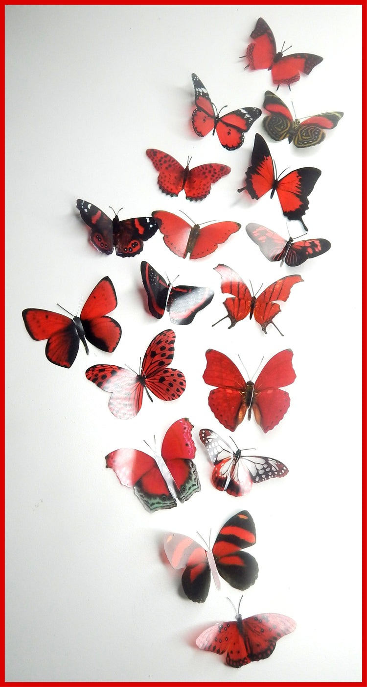 wall decor red butterflies
