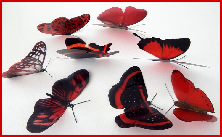natural red butterfly stickers