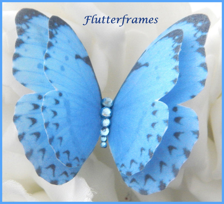 Fabric blue Butterflies,hair accessory, and made butterfly hair clip,  butterflies