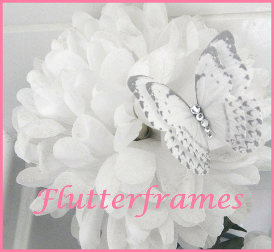 hand crafted white silk butterflies by flutterframes