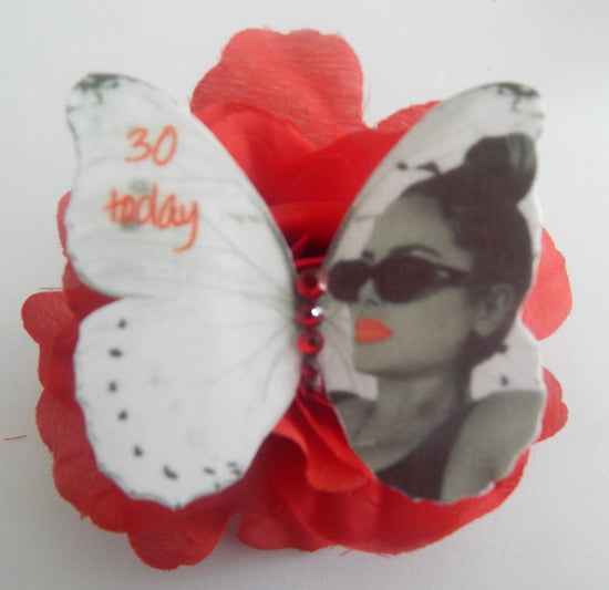 personalised silk butterfly red