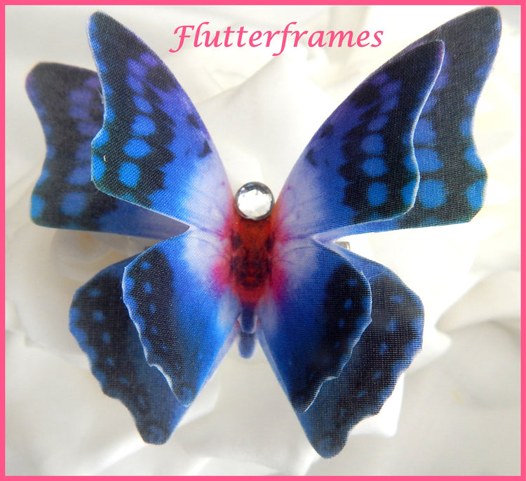 Blue and pink silk butterfly