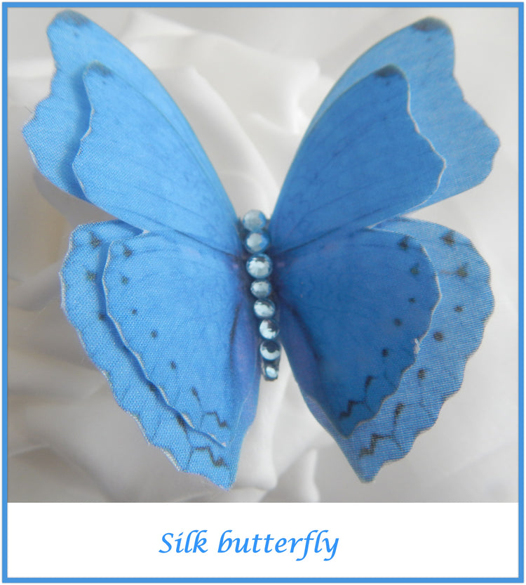 Pretty blue Party night silk butterfly hair clip