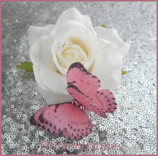 pink silk butterfly hair clip