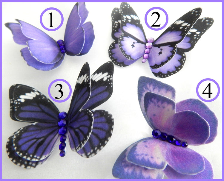 purple silk butterfly hair accessory 
