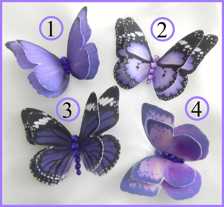 purple silk butterfly bridal hair accessories 