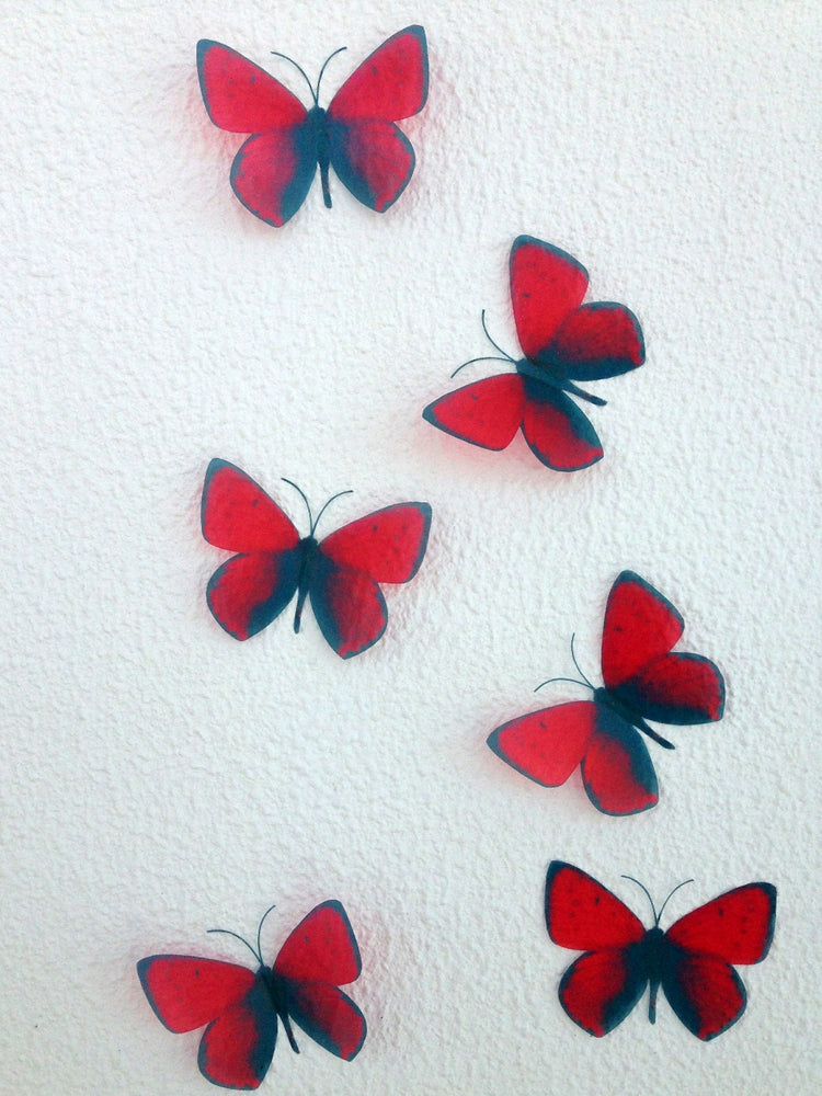 red natural butterfly stickers by flutterframes