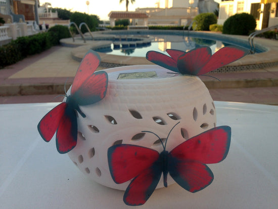 red natural butterfly stickers by flutterframes
