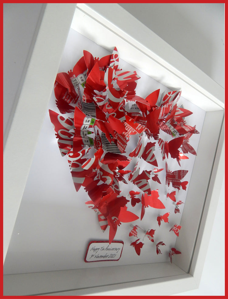 Coke can 10th anniversary butterfly heart  picture, Recycled
