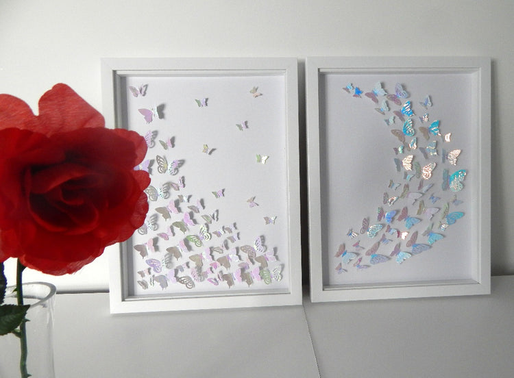 Iridescent butterflies 3d framed picture