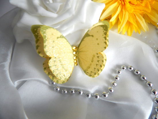 yellow pretty 3d butterfly wall stickers