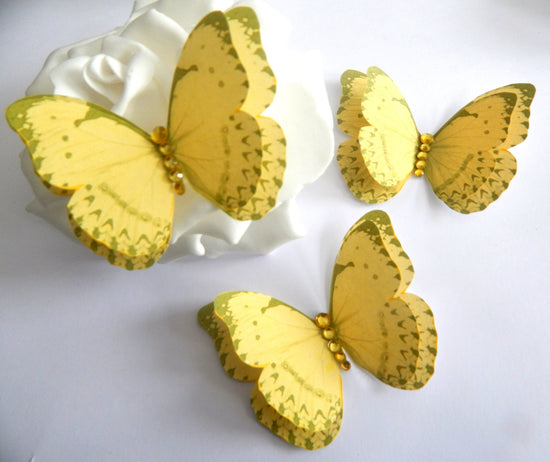 bridal yellow pretty 3d butterfly wall stickers