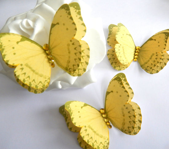 wedding yellow pretty 3d butterfly wall stickers
